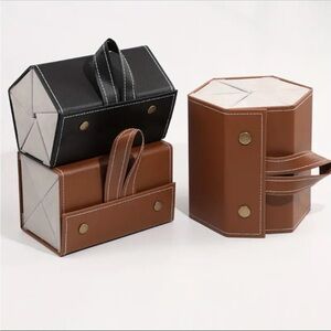 5 Slots Elegant Large Folding Glasses Organizer,Portable Sunglasses Storage Box,